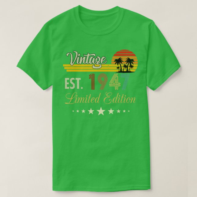 Vintage Est 1947 Limited Edition Birthday T-Shirt (Design Front)