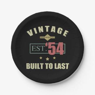 Vintage Est. 1954 70th Birthday Paper Plates
