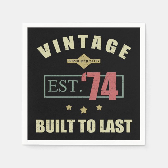 Vintage Est. 1974 50th Birthday Napkins (Front)
