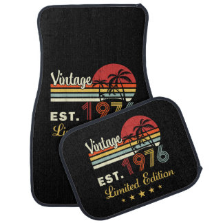 Vintage Est 1976 Retro Sunset Palm Trees Birthday Car Floor Mat