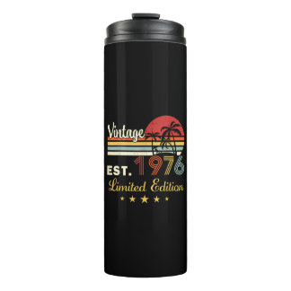 Vintage Est 1976 Retro Sunset Palm Trees Birthday Thermal Tumbler