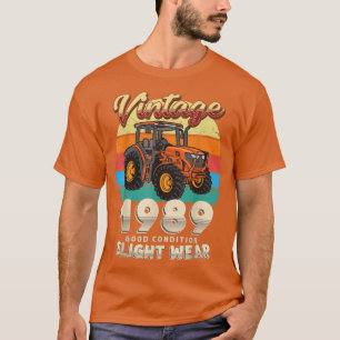 Vintage Est 1989 Farmer Tractor 33rd Birthday 33 Y T-Shirt