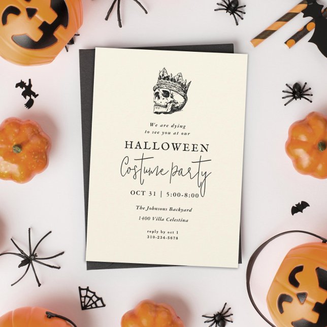 Vintage Etched Skeleton King Halloween Party Invitation (Creator Uploaded)