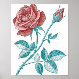 Vintage Etching-Style Botanical Illustration of a Poster