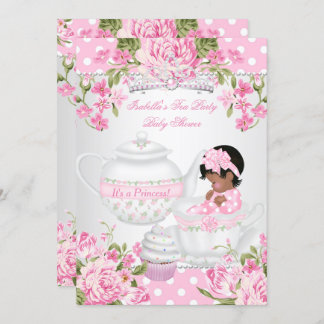 Vintage Ethnic Baby Shower Girl Pink Tea Party Invitation