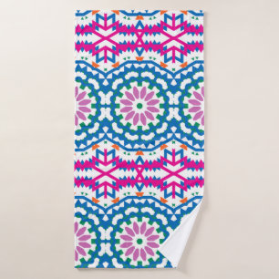 Vintage ethnic colorful bohemian pattern in bright bath towel