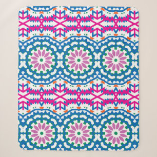 Vintage ethnic colorful bohemian pattern in bright sherpa blanket