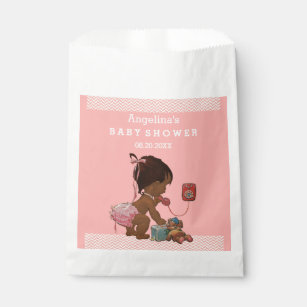 Vintage Ethnic Girl on Phone Baby Shower Chevrons Favor Bag