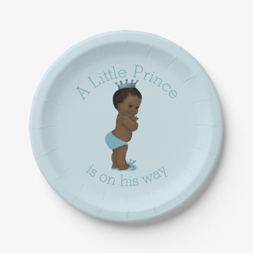 Vintage Ethnic Little Prince Baby Shower Blue Paper Plates
