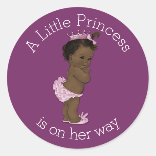 Vintage Ethnic Little Princess Baby Shower Classic Round Sticker