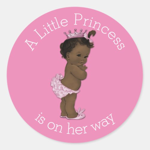 Vintage Ethnic Little Princess Baby Shower Pink Classic Round Sticker