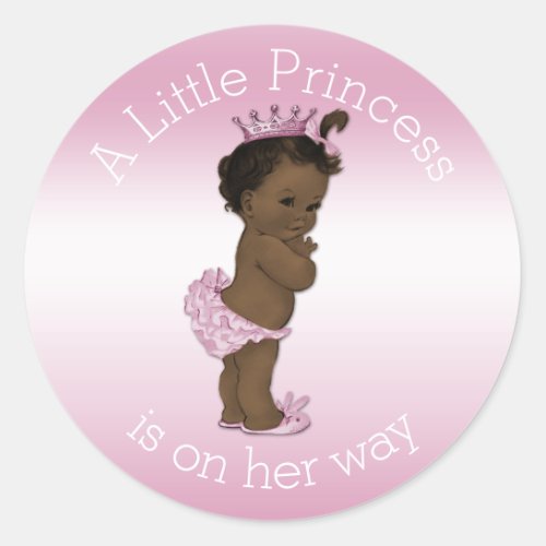 Vintage Ethnic Little Princess Baby Shower Pink Classic Round Sticker