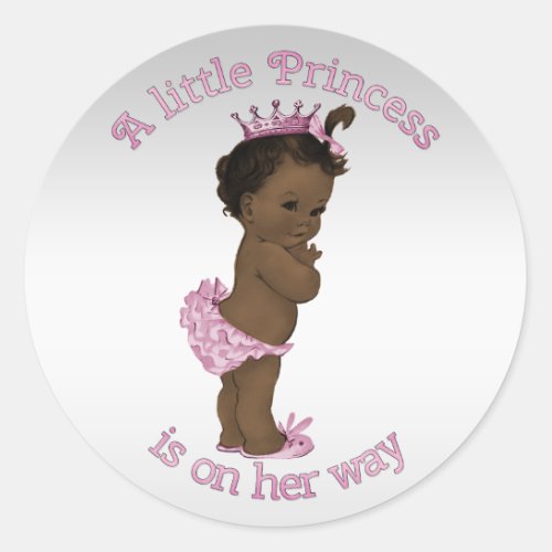 Vintage Ethnic Princess Baby Shower Classic Round Sticker