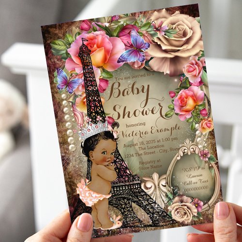Vintage Ethnic Princess Paris Baby Shower Invitation