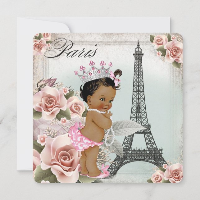 Vintage Ethnic Princess Paris Baby Shower Invitation (Front)