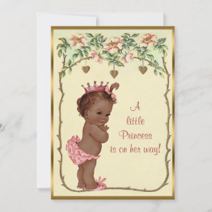 Vintage Ethnic Princess Roses & Hearts Baby Shower Invitation