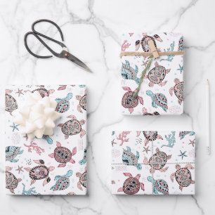 Vintage ethnic tortoise pattern wrapping paper sheets