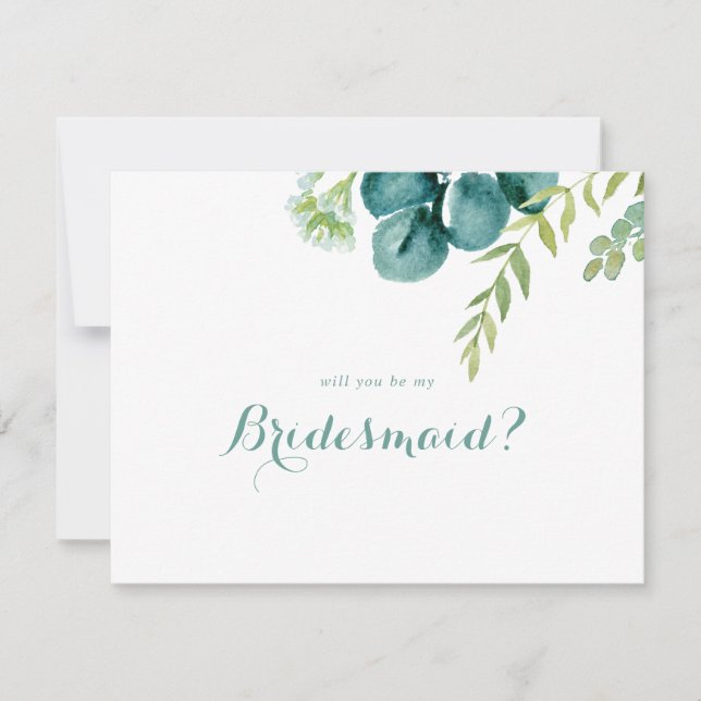 Vintage Eucalyptus Bridesmaid Proposal Note Card (Front)