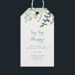 Vintage Eucalyptus Sip Sip Hooray Bridal Shower Gift Tags<br><div class="desc">These vintage eucalyptus sip sip hooray bridal shower gift tags are perfect for a rustic wedding shower. The design features hand-painted watercolor green,  navy leaves and flowers neatly arranged into bouquets.</div>