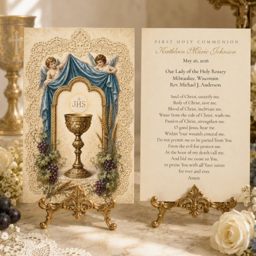 Vintage Eucharistic Chalice First Communion Prayer