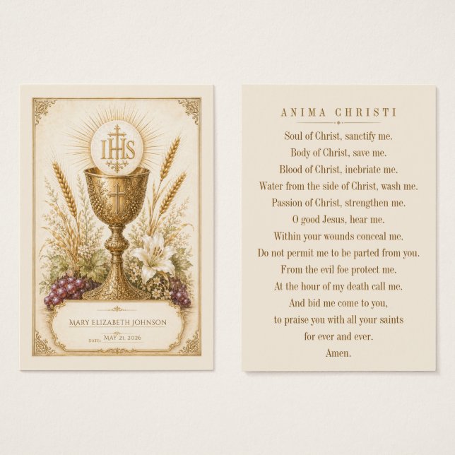 Vintage Eucharistic IHS First Communion Keepsake (Front & Back)