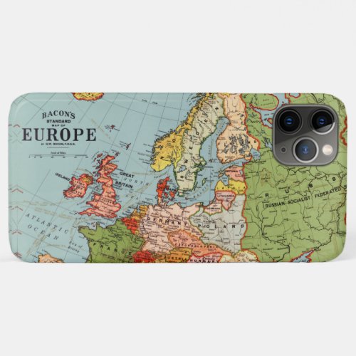 Vintage Europe 20th Century Bacons Standard Map iPhone 11 Pro Max Case
