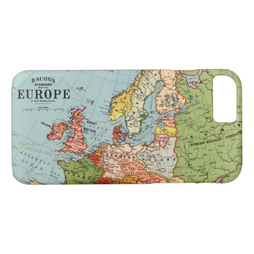 Vintage Europe 20th Century Bacons Standard Map iPhone 87 Case