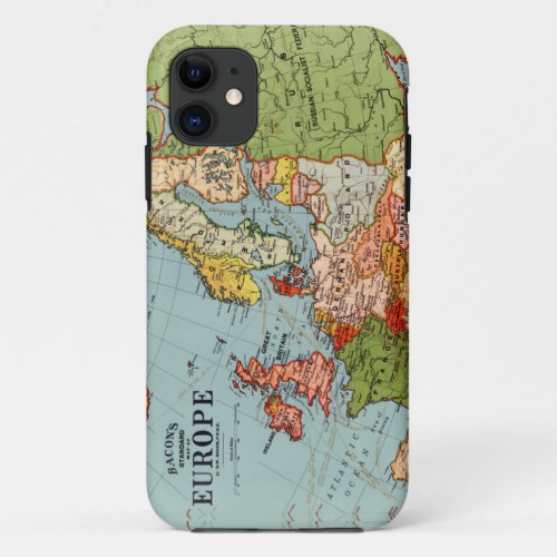 Vintage Europe 20th Century Bacons Standard Map iPhone 11 Case