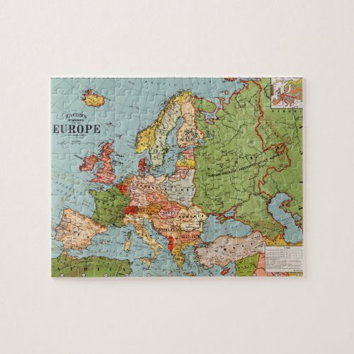 Vintage Europe 20th Century Bacons Standard Map Jigsaw Puzzle