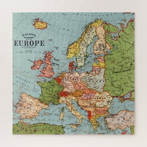 Vintage Europe 20th Century Bacons Standard Map Jigsaw Puzzle