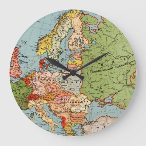 Vintage Europe 20th Century Bacons Standard Map Large Clock