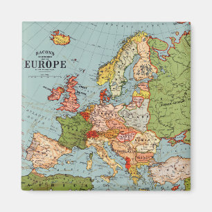 Vintage Europe 20th Century Bacon's Standard Map Magnet