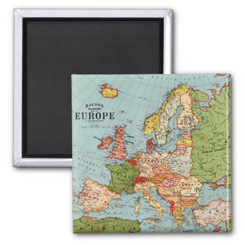 Vintage Europe 20th Century Bacons Standard Map Magnet