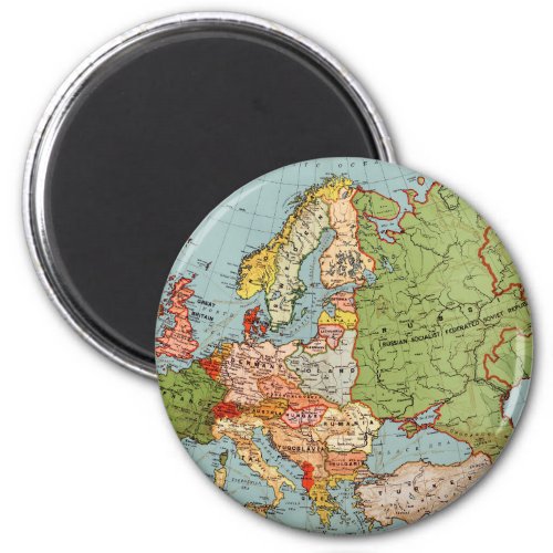 Vintage Europe 20th Century Bacons Standard Map Magnet