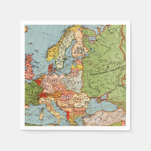 Vintage Europe 20th Century Bacons Standard Map Napkins