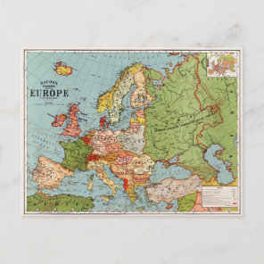 Vintage Europe 20th Century Bacon's Standard Map Postcard