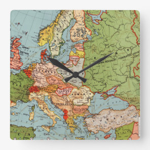 Vintage Europe 20th Century Bacon's Standard Map Square Wall Clock