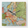 Vintage Europe 20th Century Bacon's Standard Map Square Wall Clock