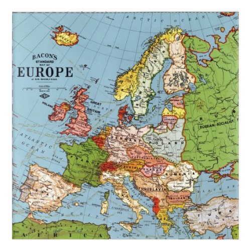 Vintage Europe 20th Century General Map Acrylic Print
