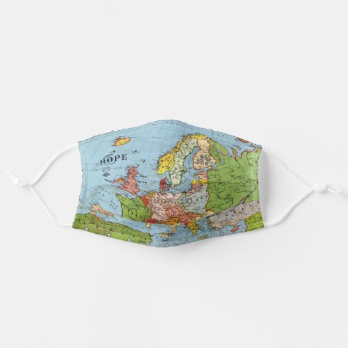 Vintage Europe 20th Century General Map Adult Cloth Face Mask