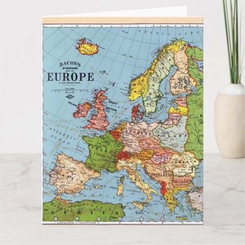 Vintage Europe 20th Century General Map Card