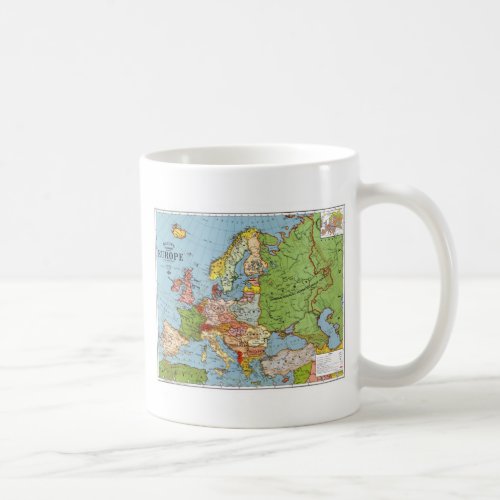 Vintage Europe 20th Century General Map Coffee Mug