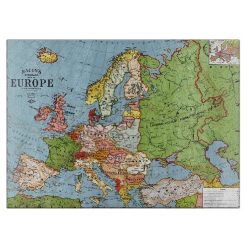 Vintage Europe 20th Century General Map Cutting Board