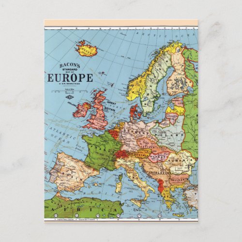 Vintage Europe 20th Century General Map Holiday Postcard