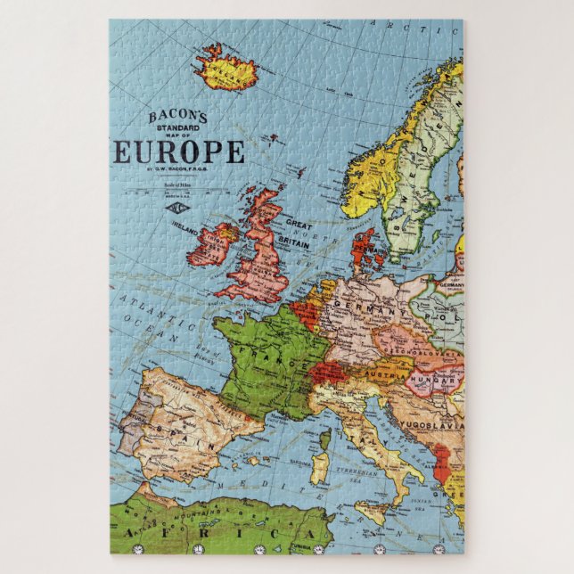 Vintage Europe 20th Century General Map Jigsaw Puzzle (Vertical)
