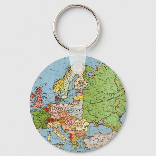 Vintage Europe 20th Century General Map Keychain (Front)