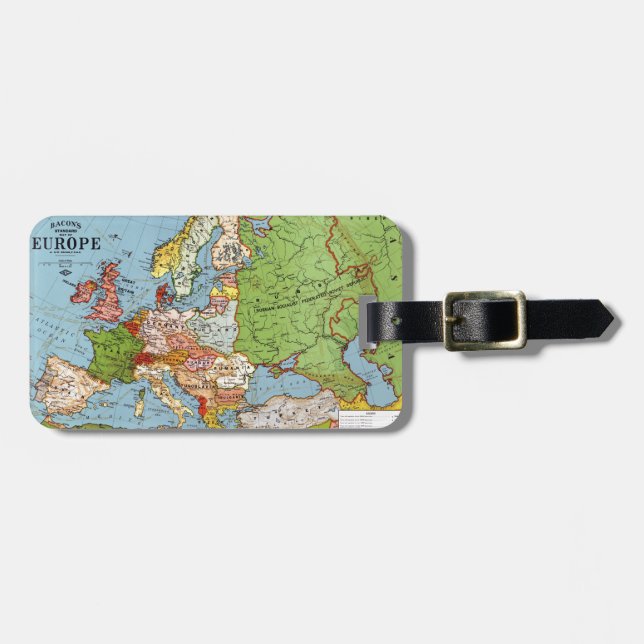Vintage Europe 20th Century General Map Luggage Tag (Front Horizontal)