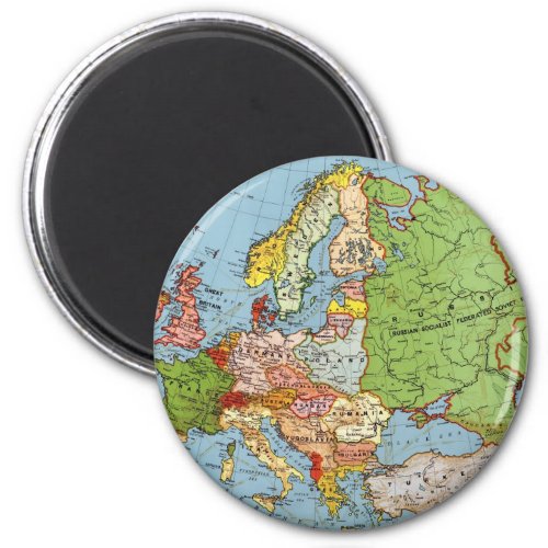 Vintage Europe 20th Century General Map Magnet