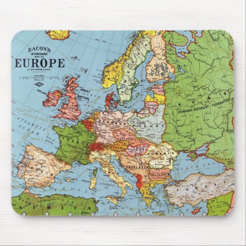 Vintage Europe 20th Century General Map Mouse Pad