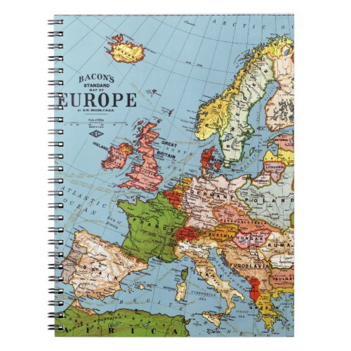 Vintage Europe 20th Century General Map Notebook